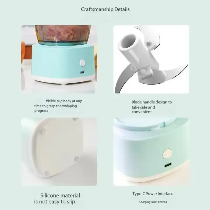 Hot Sale Portable And Usb Ginger Garlic Vegetable Food Chopper Electric Mini Blender Mixer Baby Food Supplement Machine 8