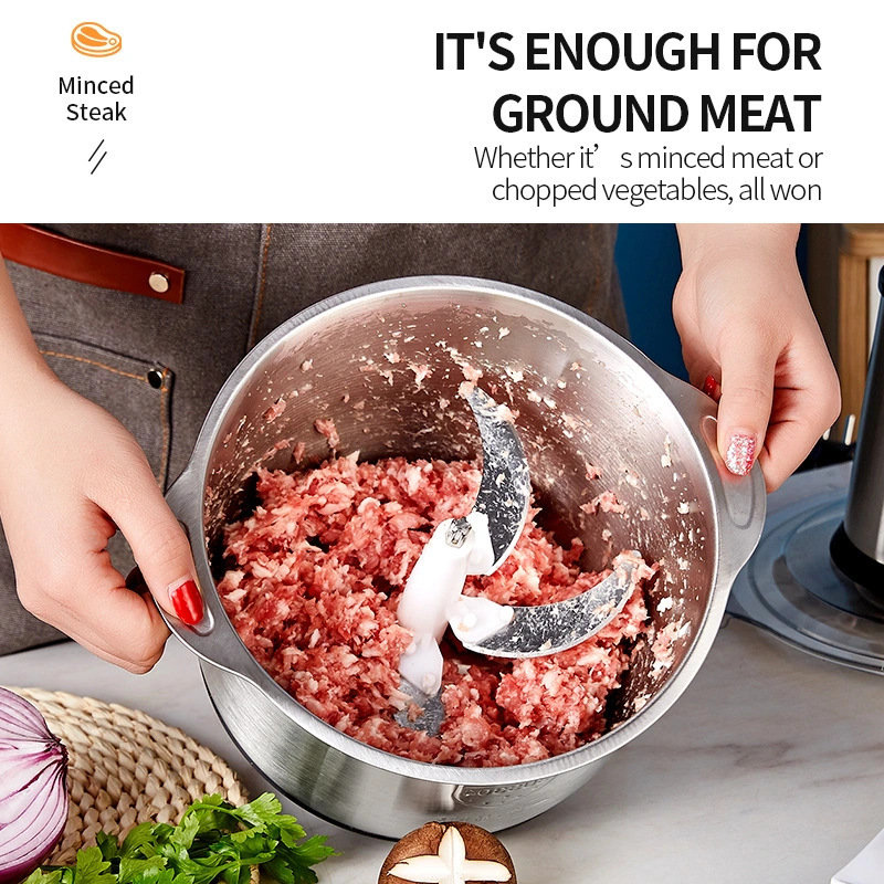 Stainless Steel Electric Garlic Onion Vegetable Food Grinder Small Vegetable Mixer Multifunctional Speedy Chopper 8