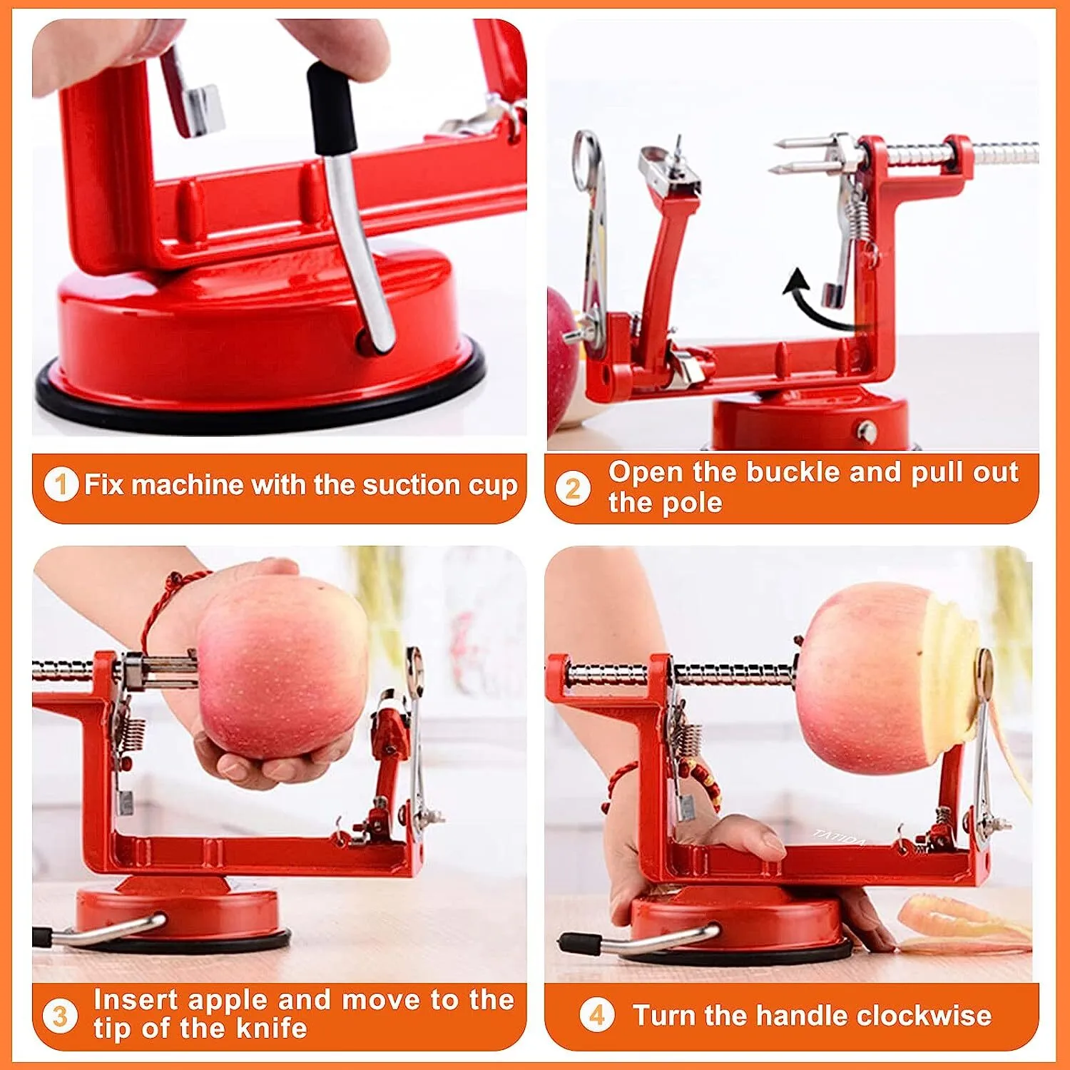 Aluminum Alloy Multi-function 3 In 1 Apple Peeler Manual Apple Peeler Cutter Apple Corer 12