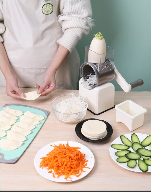 Manual Rotary Cheese Grater Round Drum Slicer Shredder Grinder Hand Crank Mandoline Fruit Food Vegetable Grater Slicer Cutter 10
