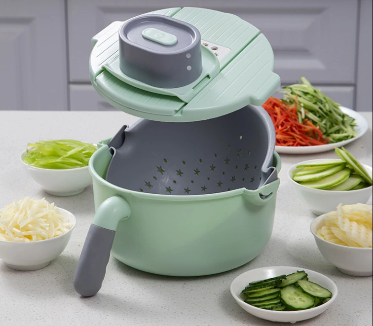 New Hot Seller 9 In 1 Multifunctional Kitchen Vegetable Chopper Slicer Plastic Drain Basket Grater Strainer Mandoline