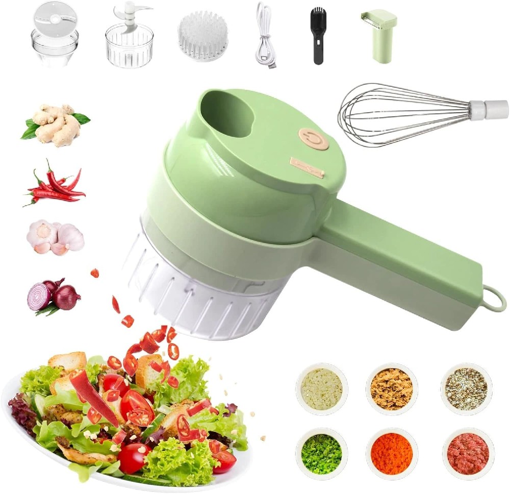 ZES 5 in 1 Multi-Functional Portable Electric Vegetable Cutter Set with Cleaner Brush and Egg Whisk Great for Kitchen Use-1715692738226678